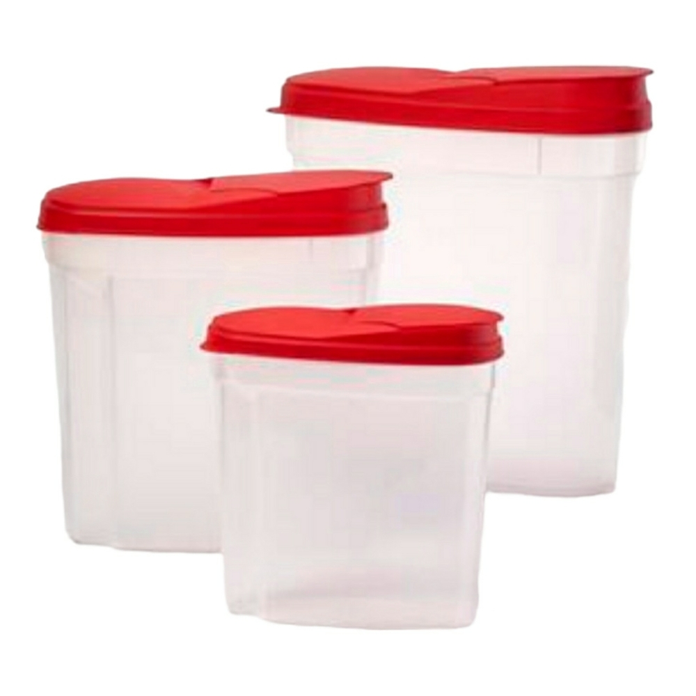 Set of 3 Pour And Store Food Container Plastic Dispensers